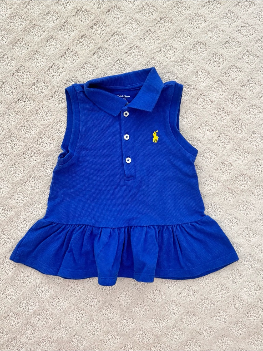 Polo Ralph Lauren Blue Sleeveless Polo Peplum Top. 18M.